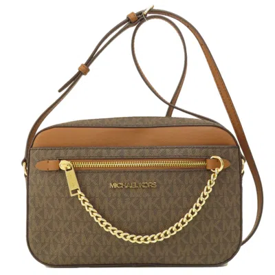 Pre-owned Michael Kors Leather Coated Canvas Shoulder Bag () In Brown