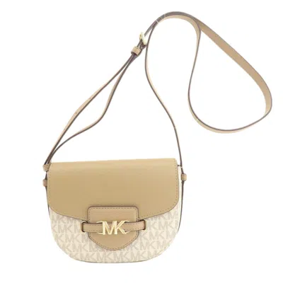 Pre-owned Michael Kors Leather Coated Canvas Shoulder Bag () In Brown