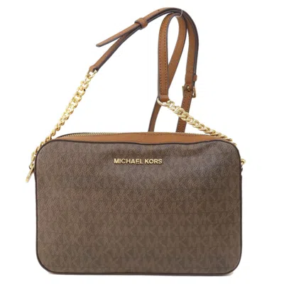 Pre-owned Michael Kors Leather Coated Canvas Shoulder Bag () In Brown