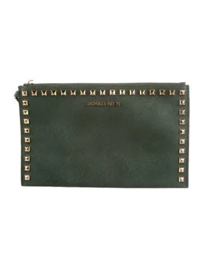 Pre-owned Michael Kors Leather Coin Pouch In Green