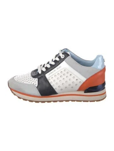 Pre-owned Michael Kors Leather Colorblock Pattern Athletic Sneakers In Multi