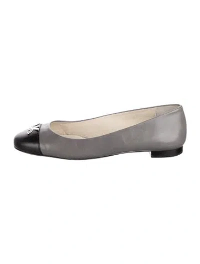 Pre-owned Michael Kors Leather Colorblock Pattern Ballet Flats In Grey
