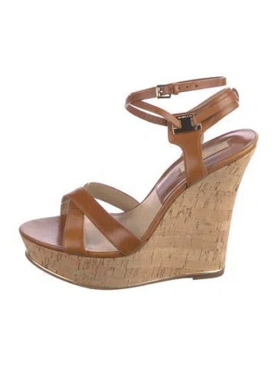Pre-owned Michael Kors Leather Colorblock Pattern Sandals In Neutral