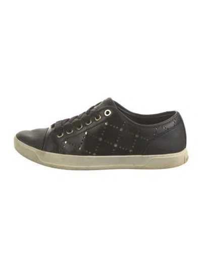 Pre-owned Michael Kors Leather Colorblock Pattern Sneakers In Black