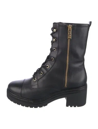 Pre-owned Michael Kors Leather Combat Boots In Black