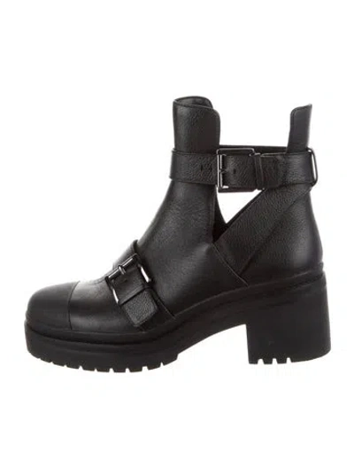 Pre-owned Michael Kors Leather Combat Boots In Black
