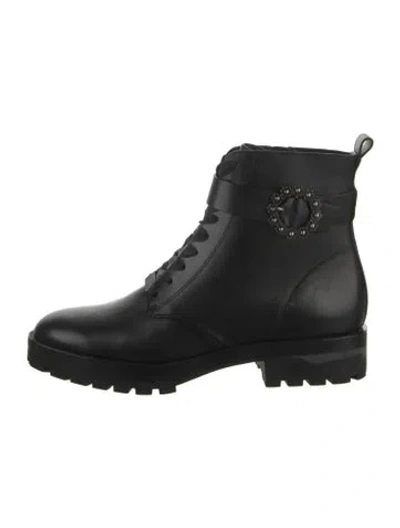 Pre-owned Michael Kors Leather Combat Boots In Black
