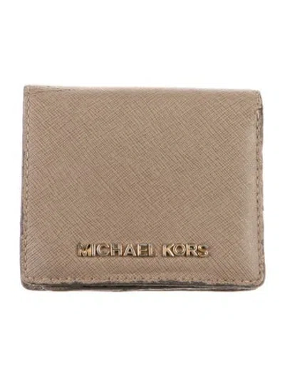 Pre-owned Michael Kors Leather Compact Wallet In Brown