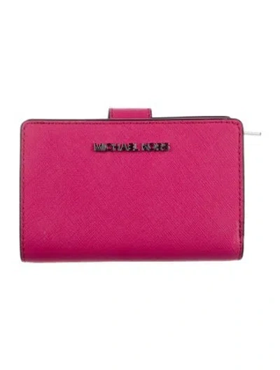 Pre-owned Michael Kors Leather Compact Wallet W/ Tags In Pink