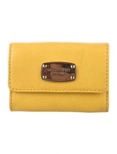 Pre-owned Michael Kors Leather Compact Wallet In Yellow