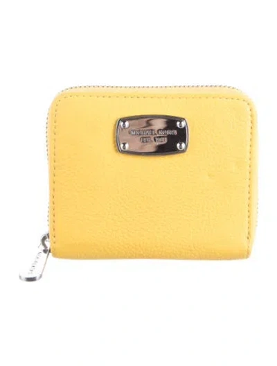 Pre-owned Michael Kors Leather Compact Wallet In Yellow