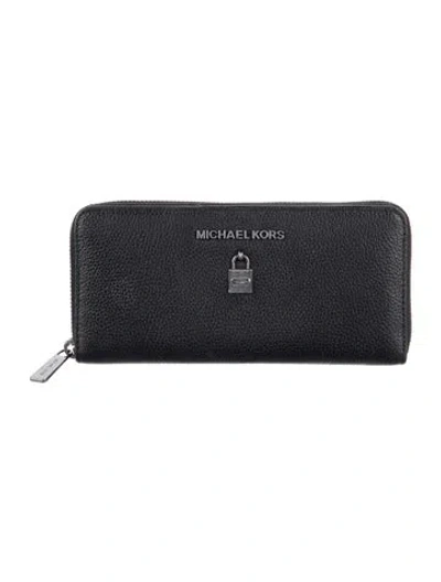 Pre-owned Michael Kors Leather Continental Wallet In Black