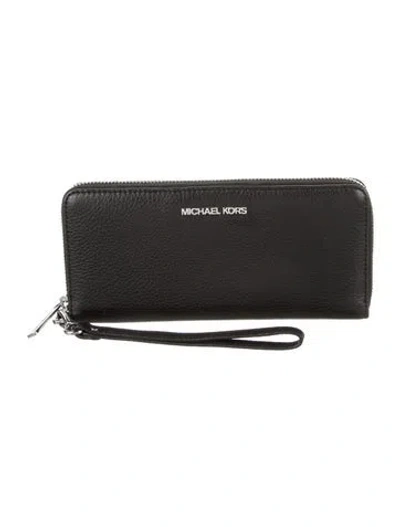 Pre-owned Michael Kors Leather Continental Wallet In Black