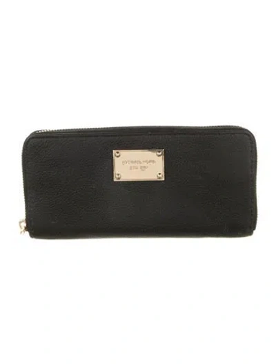 Pre-owned Michael Kors Leather Continental Wallet In Black