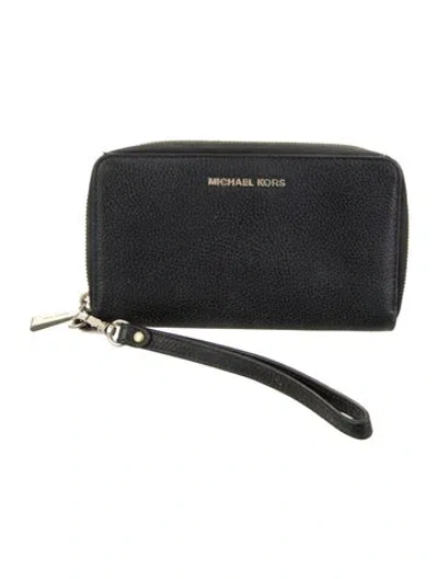 Pre-owned Michael Kors Leather Continental Wallet In Black
