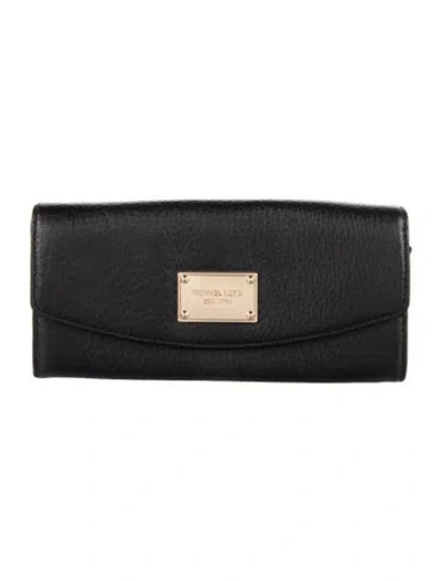 Pre-owned Michael Kors Leather Continental Wallet In Black