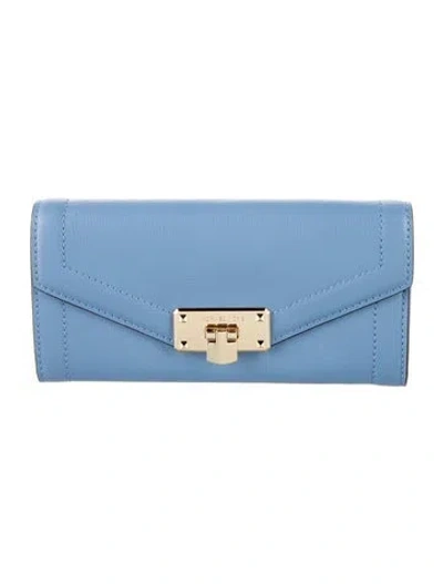 Pre-owned Michael Kors Leather Continental Wallet In Blue