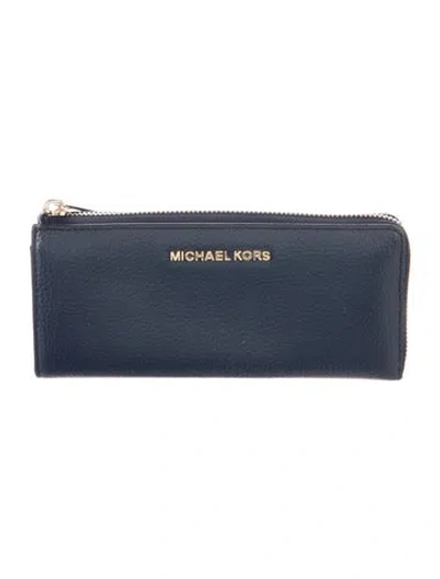 Pre-owned Michael Kors Leather Continental Wallet In Blue