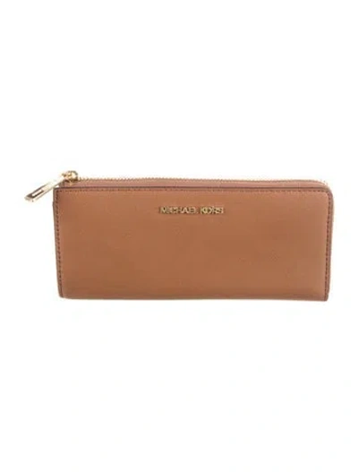 Pre-owned Michael Kors Leather Continental Wallet In Brown
