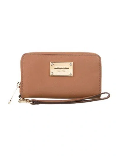 Pre-owned Michael Kors Leather Continental Wallet In Brown