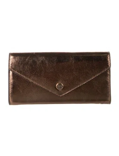 Pre-owned Michael Kors Leather Continental Wallet In Brown/metallic