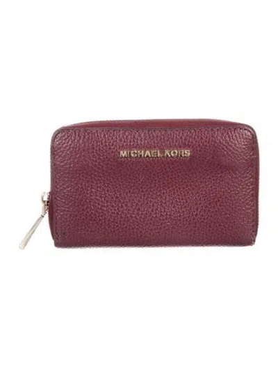 Pre-owned Michael Kors Leather Continental Wallet In Burgundy