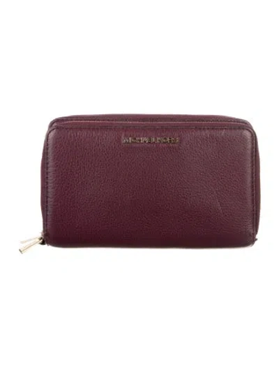Pre-owned Michael Kors Leather Continental Wallet In Burgundy