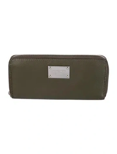 Pre-owned Michael Kors Leather Continental Wallet In Green