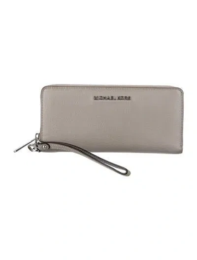 Pre-owned Michael Kors Leather Continental Wallet In Grey