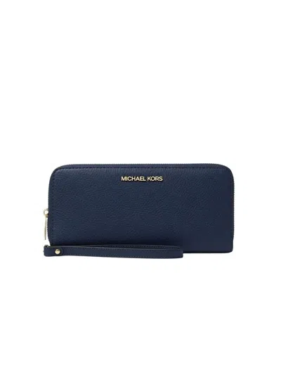 Michael Kors Leather Continental Wallet In Navy