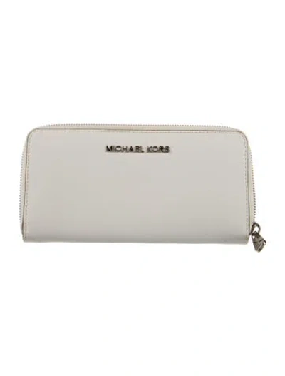 Pre-owned Michael Kors Leather Continental Wallet In Neutral