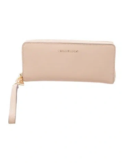 Pre-owned Michael Kors Leather Continental Wallet In Neutrals