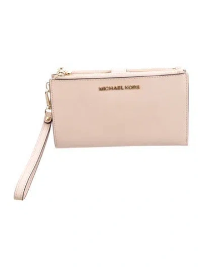 Pre-owned Michael Kors Leather Continental Wallet In Neutrals