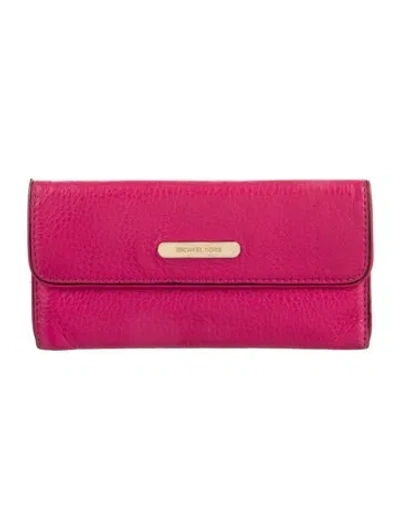 Pre-owned Michael Kors Leather Continental Wallet In Pink