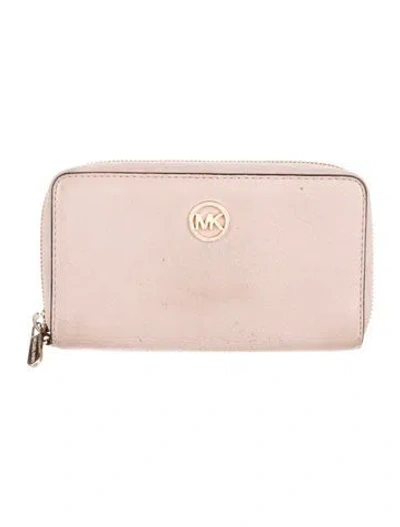 Pre-owned Michael Kors Leather Continental Wallet In Pink