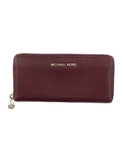 Pre-owned Michael Kors Leather Continental Wallet In Purple