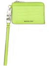 Michael Kors Leather Credit Card Holder In Green