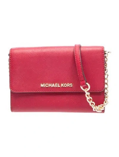 Pre-owned Michael Kors Leather Crossbody Bag In Red