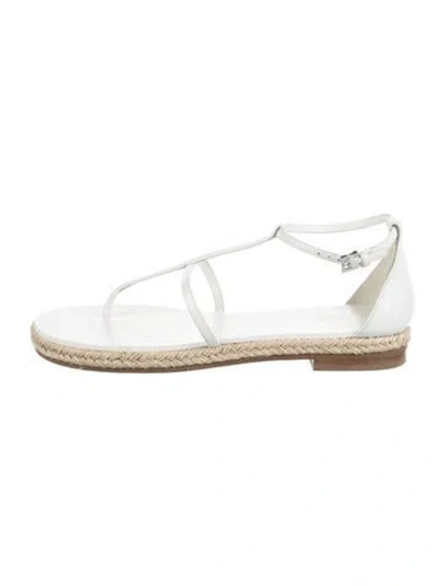 Pre-owned Michael Kors Leather Crystal Embellishments Espadrilles In White