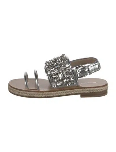 Pre-owned Michael Kors Leather Crystal Embellishments Slingback Sandals