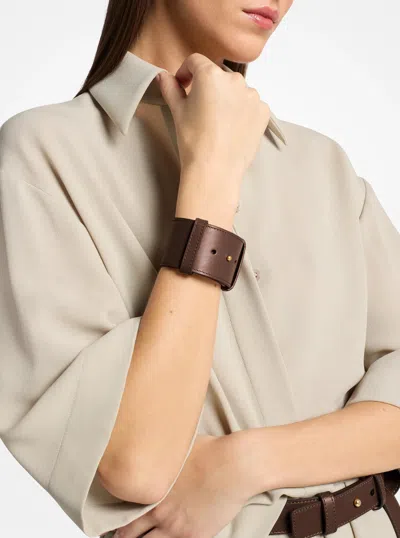 Michael Kors Leather Cuff In Brown