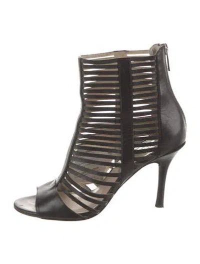 Pre-owned Michael Kors Leather Cutout Accent Boots In Black