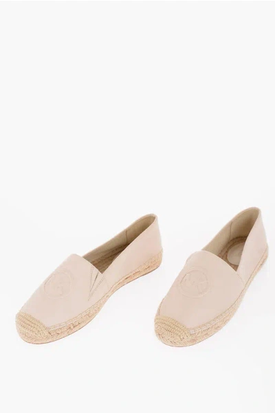Michael Kors Leather Dylyn Espadrillas With Embossed Logo In Gold