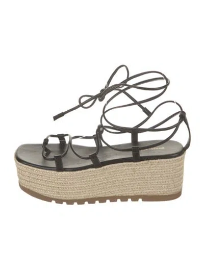 Pre-owned Michael Kors Leather Espadrilles In Black