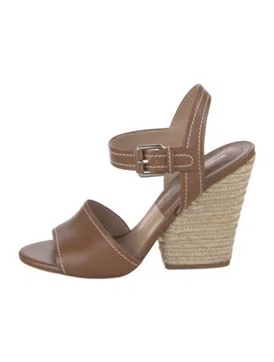 Pre-owned Michael Kors Leather Espadrilles In Brown