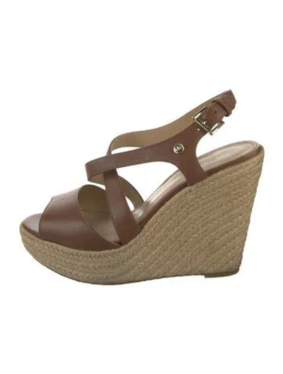 Pre-owned Michael Kors Leather Espadrilles In Brown