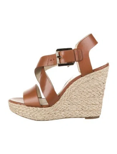 Pre-owned Michael Kors Leather Espadrilles In Brown