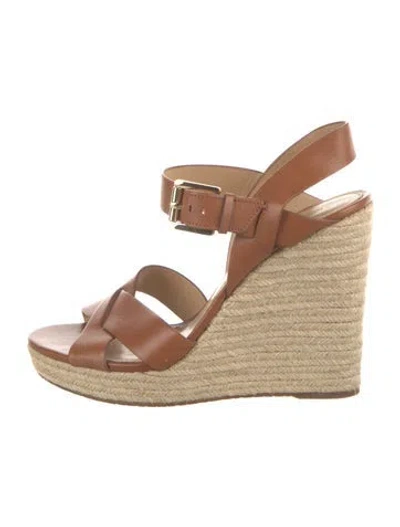 Pre-owned Michael Kors Leather Espadrilles In Brown
