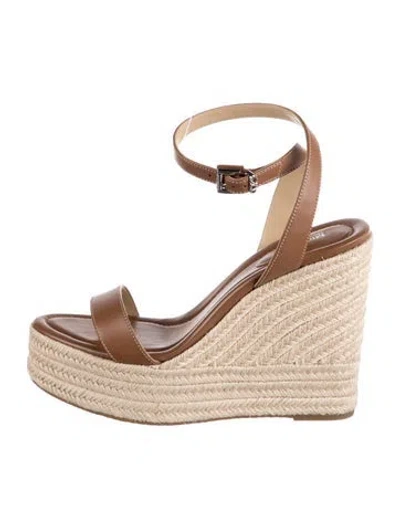 Pre-owned Michael Kors Leather Espadrilles In Brown/neutrals