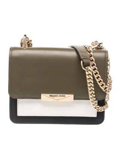 Pre-owned Michael Kors Leather Evening Bag In Black/green/white